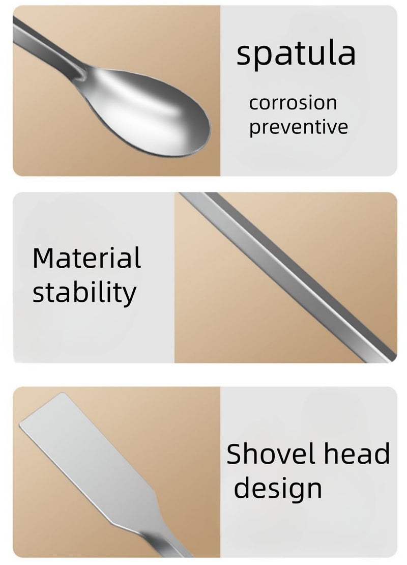 luvilly 10PCS Stainless Steel Lab Spoon Spatula - 2 in 1 Mixing and Sampling Tool - Image 3